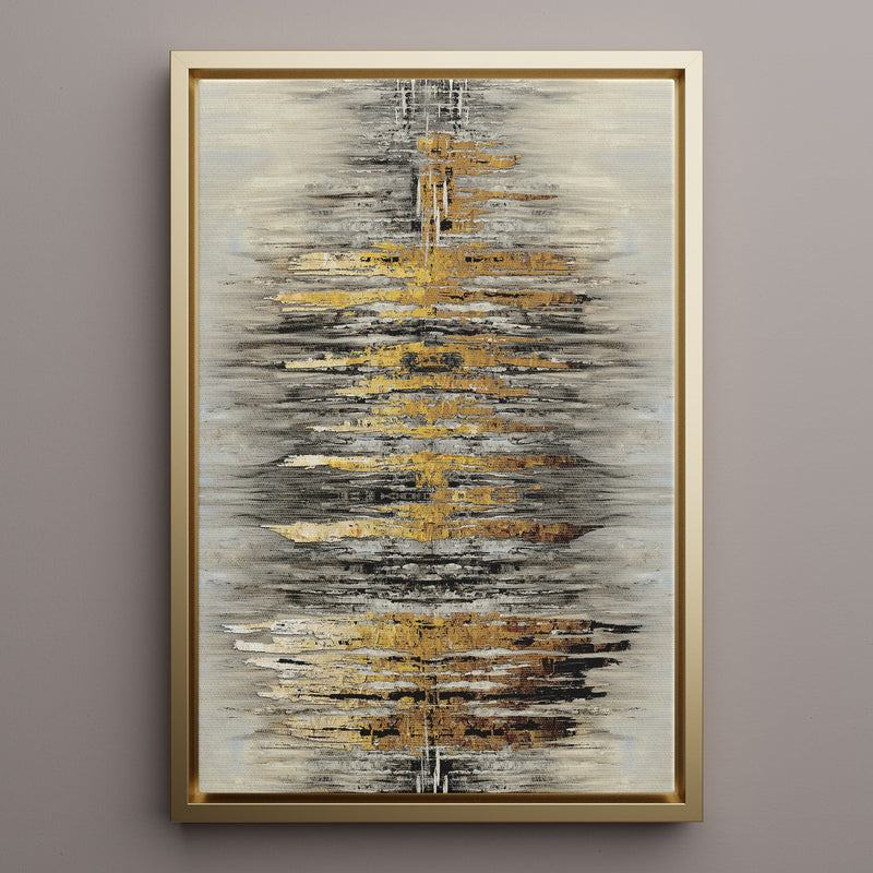 Canvas Wall Art Stretched Over Wooden Frame with Floating Frame and Golden Rays Abstract Painting CV4179 - Al Rugaib Furniture