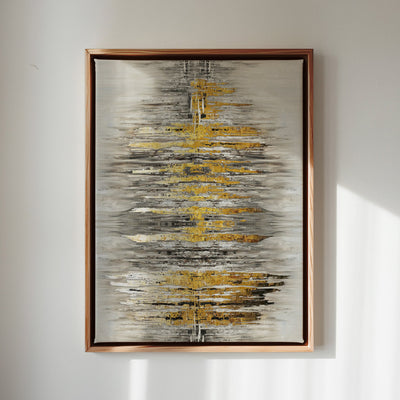 Canvas Wall Art Stretched Over Wooden Frame with Floating Frame and Golden Rays Abstract Painting CV4179 - Al Rugaib Furniture