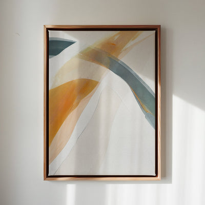 Canvas Wall Art Stretched Over Wooden Frame with Floating Frame and Golden Wave Abstract Painting CV4180 - Al Rugaib Furniture