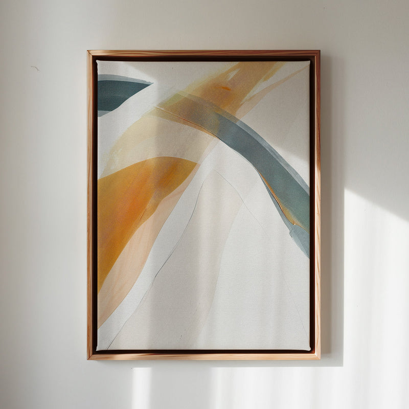 Canvas Wall Art Stretched Over Wooden Frame with Floating Frame and Golden Wave Abstract Painting CV4180 - Al Rugaib Furniture