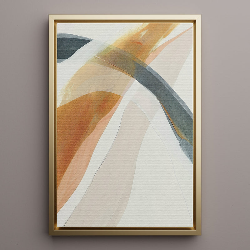 Canvas Wall Art Stretched Over Wooden Frame with Floating Frame and Golden Wave Abstract Painting CV4180 - Al Rugaib Furniture