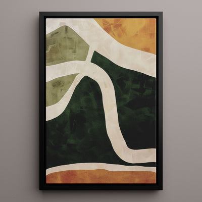 Canvas Wall Art Stretched Over Wooden Frame with Floating Frame and Green Road Abstract Painting CV4181 - Al Rugaib Furniture