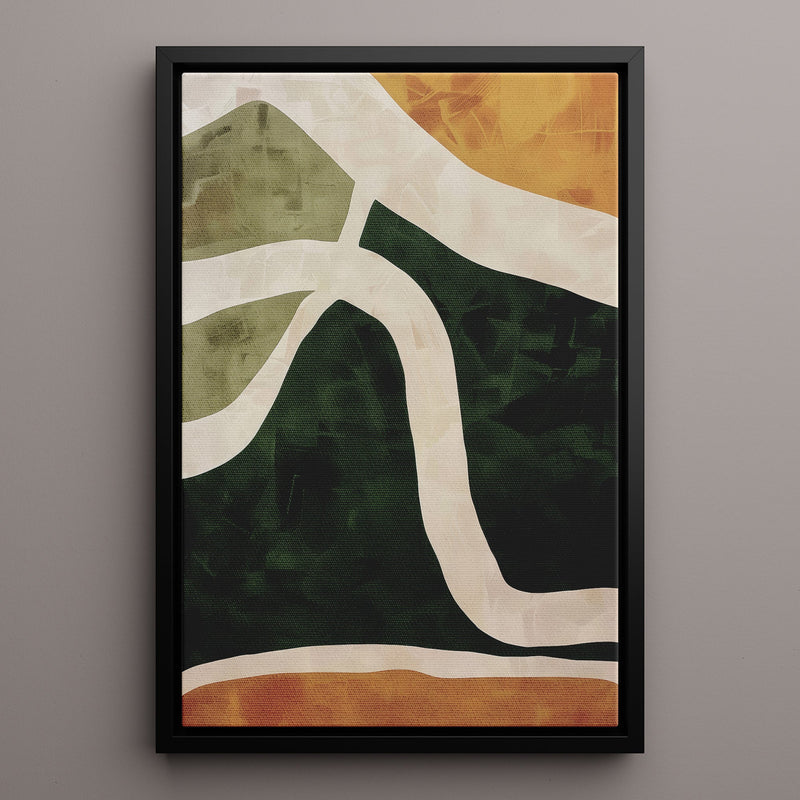 Canvas Wall Art Stretched Over Wooden Frame with Floating Frame and Green Road Abstract Painting CV4181 - Al Rugaib Furniture