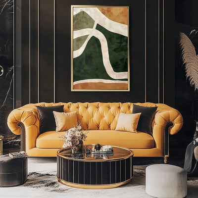 Canvas Wall Art Stretched Over Wooden Frame with Floating Frame and Green Road Abstract Painting CV4181 - Al Rugaib Furniture