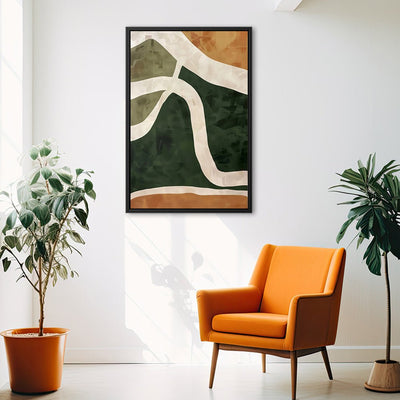 Canvas Wall Art Stretched Over Wooden Frame with Floating Frame and Green Road Abstract Painting CV4181 - Al Rugaib Furniture