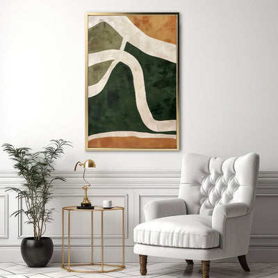 Canvas Wall Art Stretched Over Wooden Frame with Floating Frame and Green Road Abstract Painting CV4181 - Al Rugaib Furniture