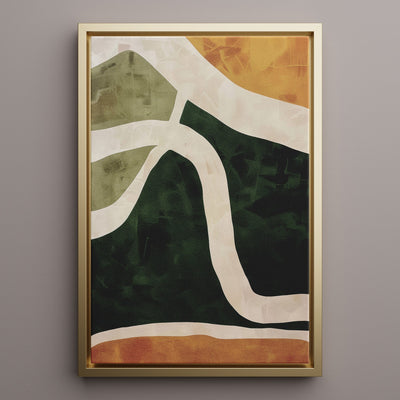 Canvas Wall Art Stretched Over Wooden Frame with Floating Frame and Green Road Abstract Painting CV4181 - Al Rugaib Furniture
