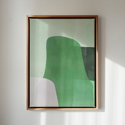 Canvas Wall Art Stretched Over Wooden Frame with Floating Frame and Green Shades Abstract Painting CV4182 - Al Rugaib Furniture