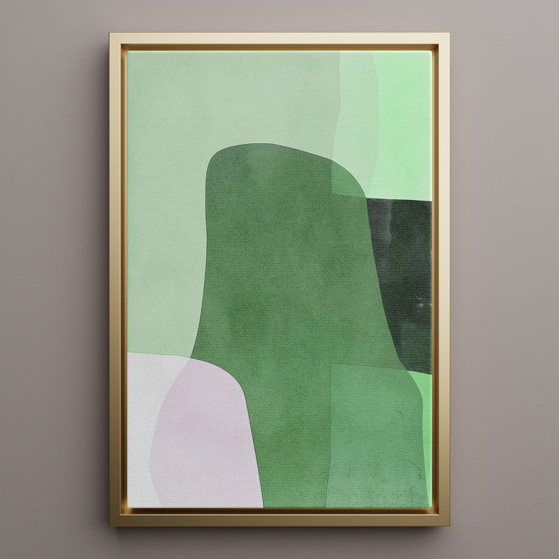 Canvas Wall Art Stretched Over Wooden Frame with Floating Frame and Green Shades Abstract Painting CV4182 - Al Rugaib Furniture