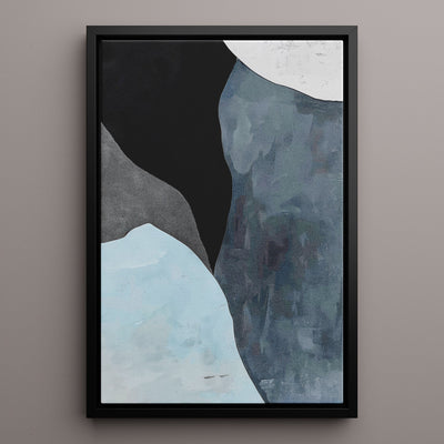 Canvas Wall Art Stretched Over Wooden Frame with Floating Frame and Grey Mountains Abstract Painting CV4183 - Al Rugaib Furniture