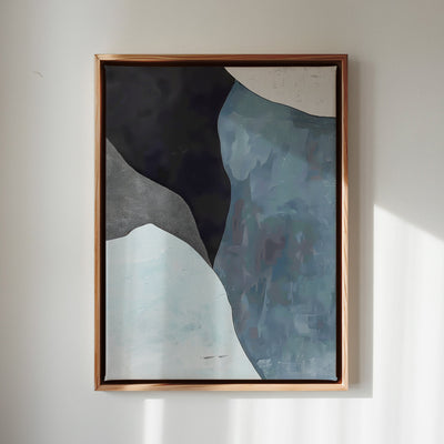 Canvas Wall Art Stretched Over Wooden Frame with Floating Frame and Grey Mountains Abstract Painting CV4183 - Al Rugaib Furniture