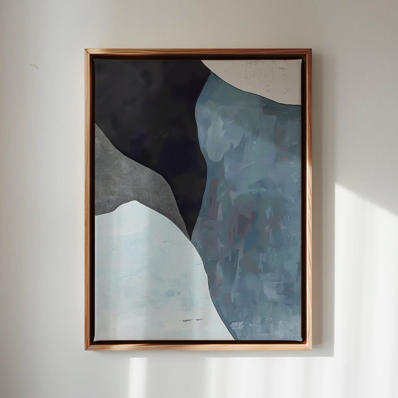 Canvas Wall Art Stretched Over Wooden Frame with Floating Frame and Grey Mountains Abstract Painting CV4183 - Al Rugaib Furniture