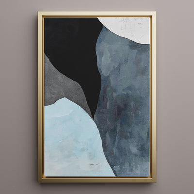 Canvas Wall Art Stretched Over Wooden Frame with Floating Frame and Grey Mountains Abstract Painting CV4183 - Al Rugaib Furniture
