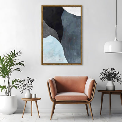 Canvas Wall Art Stretched Over Wooden Frame with Floating Frame and Grey Mountains Abstract Painting CV4183 - Al Rugaib Furniture