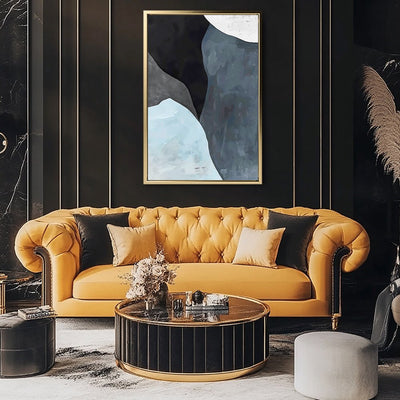 Canvas Wall Art Stretched Over Wooden Frame with Floating Frame and Grey Mountains Abstract Painting CV4183 - Al Rugaib Furniture