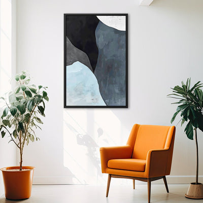 Canvas Wall Art Stretched Over Wooden Frame with Floating Frame and Grey Mountains Abstract Painting CV4183 - Al Rugaib Furniture