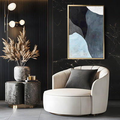 Canvas Wall Art Stretched Over Wooden Frame with Floating Frame and Grey Mountains Abstract Painting CV4183 - Al Rugaib Furniture