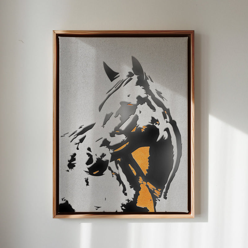 Canvas Wall Art Stretched Over Wooden Frame with Floating Frame and Horse Abstract Painting CV4185 - Al Rugaib Furniture