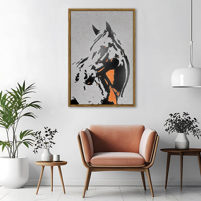 Canvas Wall Art Stretched Over Wooden Frame with Floating Frame and Horse Abstract Painting CV4185 - Al Rugaib Furniture