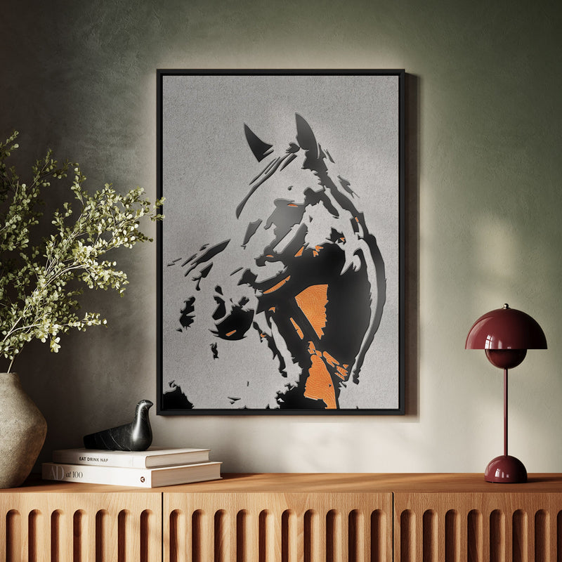 Canvas Wall Art Stretched Over Wooden Frame with Floating Frame and Horse Abstract Painting CV4185 - Al Rugaib Furniture