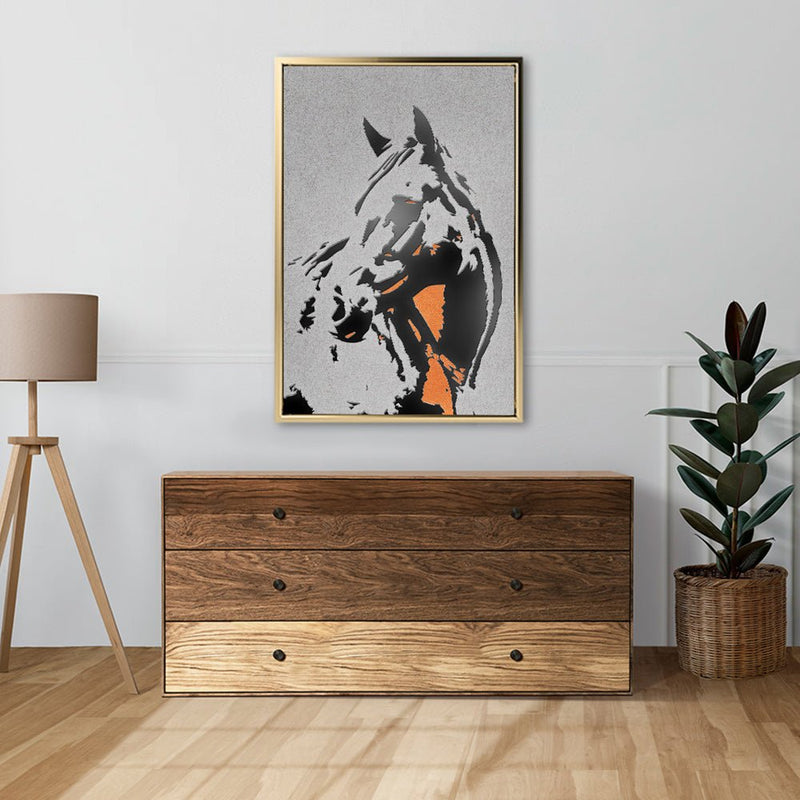 Canvas Wall Art Stretched Over Wooden Frame with Floating Frame and Horse Abstract Painting CV4185 - Al Rugaib Furniture
