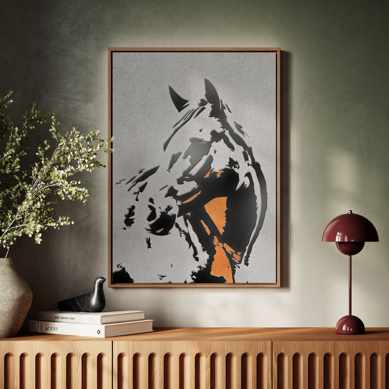 Canvas Wall Art Stretched Over Wooden Frame with Floating Frame and Horse Abstract Painting CV4185 - Al Rugaib Furniture