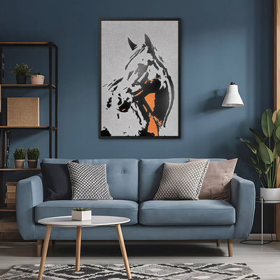 Canvas Wall Art Stretched Over Wooden Frame with Floating Frame and Horse Abstract Painting CV4185 - Al Rugaib Furniture