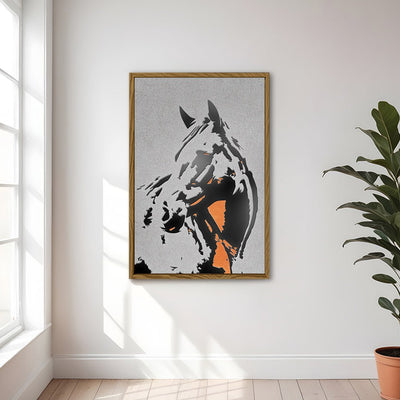 Canvas Wall Art Stretched Over Wooden Frame with Floating Frame and Horse Abstract Painting CV4185 - Al Rugaib Furniture