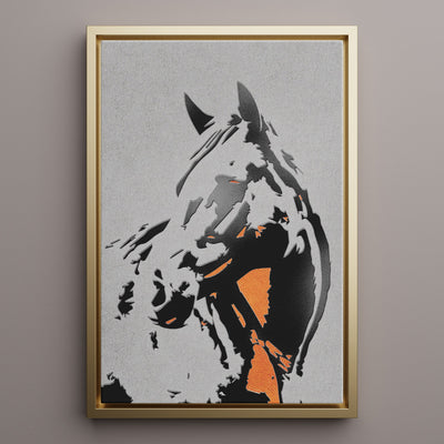 Canvas Wall Art Stretched Over Wooden Frame with Floating Frame and Horse Abstract Painting CV4185 - Al Rugaib Furniture