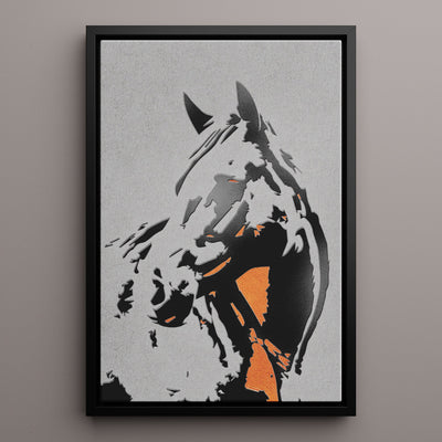 Canvas Wall Art Stretched Over Wooden Frame with Floating Frame and Horse Abstract Painting CV4185 - Al Rugaib Furniture