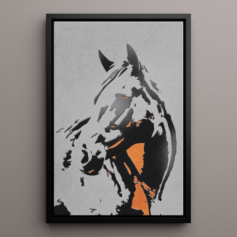 Canvas Wall Art Stretched Over Wooden Frame with Floating Frame and Horse Abstract Painting CV4185 - Al Rugaib Furniture