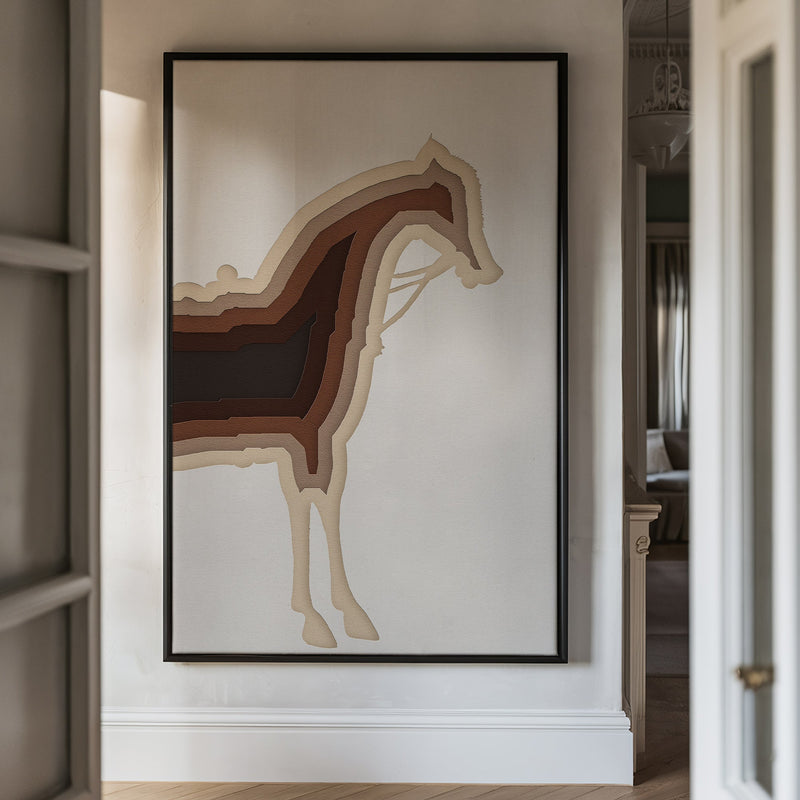 Canvas Wall Art Stretched Over Wooden Frame with Floating Frame and Horse Shadow Painting CV4186 - Al Rugaib Furniture