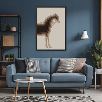 Canvas Wall Art Stretched Over Wooden Frame with Floating Frame and Horse Shadow Painting CV4186 - Al Rugaib Furniture