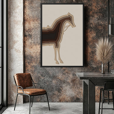 Canvas Wall Art Stretched Over Wooden Frame with Floating Frame and Horse Shadow Painting CV4186 - Al Rugaib Furniture