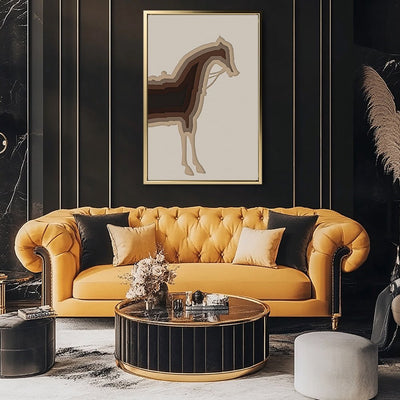 Canvas Wall Art Stretched Over Wooden Frame with Floating Frame and Horse Shadow Painting CV4186 - Al Rugaib Furniture