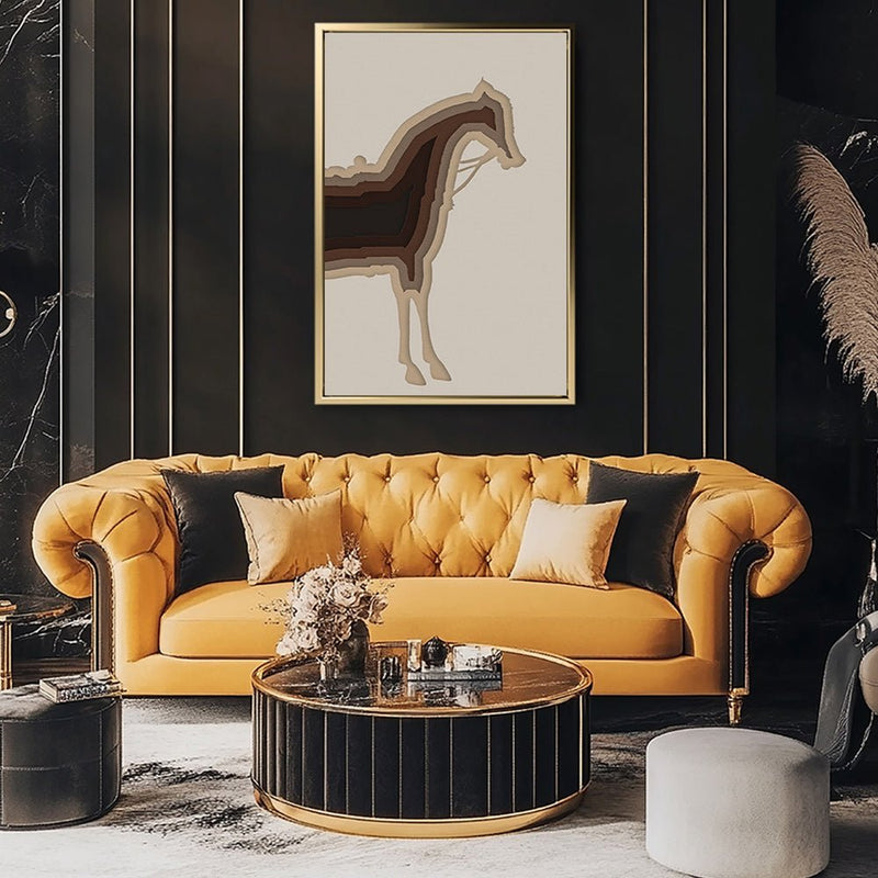 Canvas Wall Art Stretched Over Wooden Frame with Floating Frame and Horse Shadow Painting CV4186 - Al Rugaib Furniture