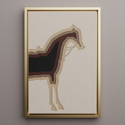 Canvas Wall Art Stretched Over Wooden Frame with Floating Frame and Horse Shadow Painting CV4186 - Al Rugaib Furniture