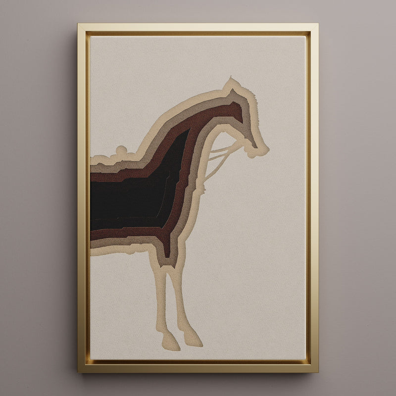 Canvas Wall Art Stretched Over Wooden Frame with Floating Frame and Horse Shadow Painting CV4186 - Al Rugaib Furniture