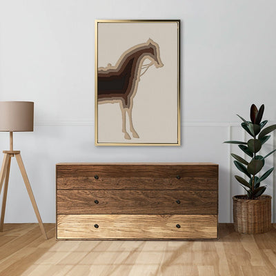 Canvas Wall Art Stretched Over Wooden Frame with Floating Frame and Horse Shadow Painting CV4186 - Al Rugaib Furniture