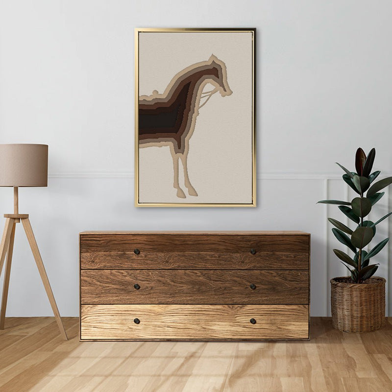 Canvas Wall Art Stretched Over Wooden Frame with Floating Frame and Horse Shadow Painting CV4186 - Al Rugaib Furniture