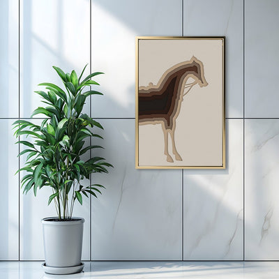 Canvas Wall Art Stretched Over Wooden Frame with Floating Frame and Horse Shadow Painting CV4186 - Al Rugaib Furniture