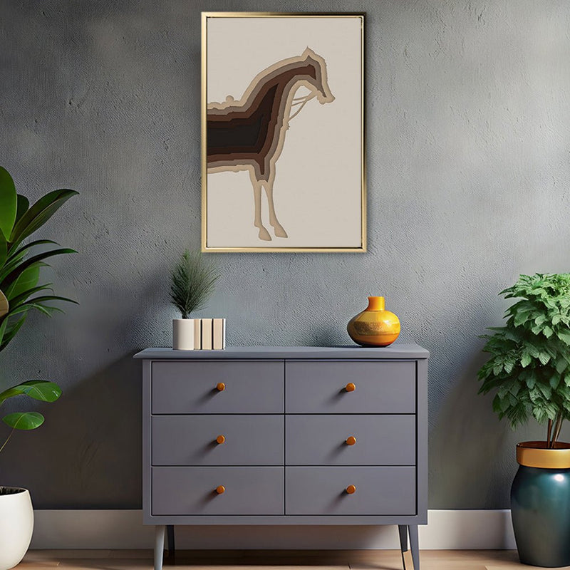 Canvas Wall Art Stretched Over Wooden Frame with Floating Frame and Horse Shadow Painting CV4186 - Al Rugaib Furniture