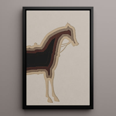 Canvas Wall Art Stretched Over Wooden Frame with Floating Frame and Horse Shadow Painting CV4186 - Al Rugaib Furniture
