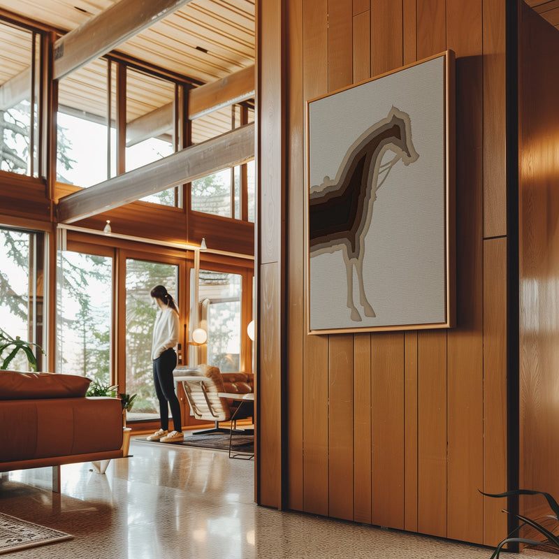 Canvas Wall Art Stretched Over Wooden Frame with Floating Frame and Horse Shadow Painting CV4186 - Al Rugaib Furniture