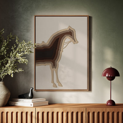 Canvas Wall Art Stretched Over Wooden Frame with Floating Frame and Horse Shadow Painting CV4186 - Al Rugaib Furniture