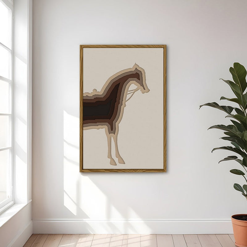 Canvas Wall Art Stretched Over Wooden Frame with Floating Frame and Horse Shadow Painting CV4186 - Al Rugaib Furniture