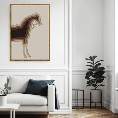 Canvas Wall Art Stretched Over Wooden Frame with Floating Frame and Horse Shadow Painting CV4186 - Al Rugaib Furniture