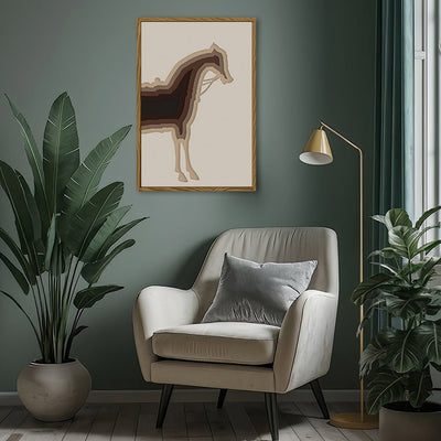 Canvas Wall Art Stretched Over Wooden Frame with Floating Frame and Horse Shadow Painting CV4186 - Al Rugaib Furniture