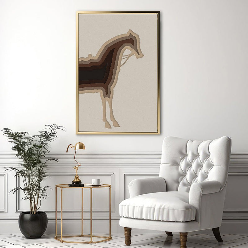 Canvas Wall Art Stretched Over Wooden Frame with Floating Frame and Horse Shadow Painting CV4186 - Al Rugaib Furniture