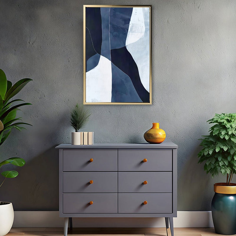 Canvas Wall Art Stretched Over Wooden Frame with Floating Frame and Ice Abstract Painting CV4187 - Al Rugaib Furniture